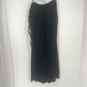 ORAGAMI Black Palazzo Pants with lace Embellishment and drawstring tie